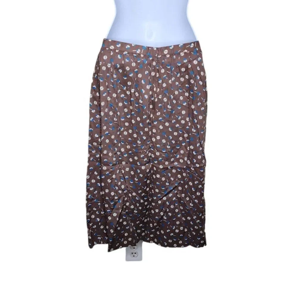 Vintage 70s Doncaster Pleated A-Line Skirt Womens Size S Brown Blue